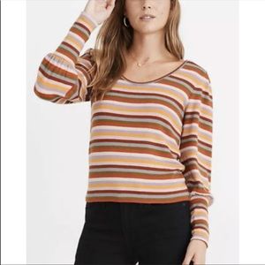 Madewell Striped Puff Sleeve Scoop Neck